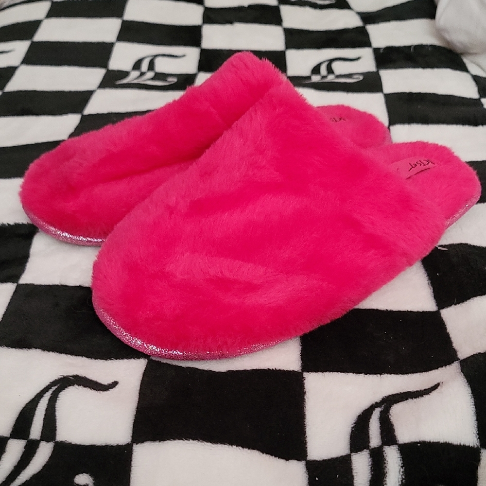 Betsey Johnson Pink Fuzzy Slippers